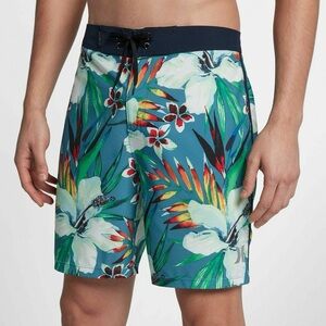 Hurley Phantom Men's Floral Garden Board Shorts Size 30 Noise Aqua Surfing Beach